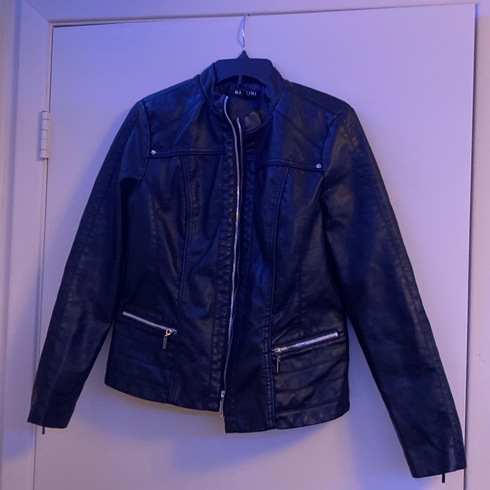 Baccini Leather Jacket Black Size Medium